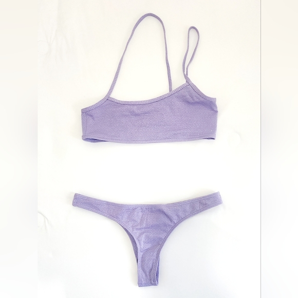 Frankie's Bikinis Metallic Lilac Bikini Set (Top+Bottom, XS) - Picture 3 of 5